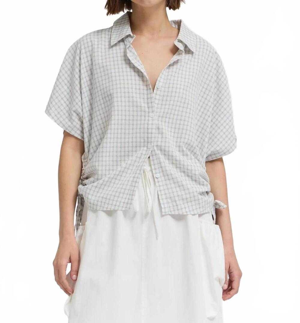 NEW GRADE & GATHER women's playful side tie button up in grey